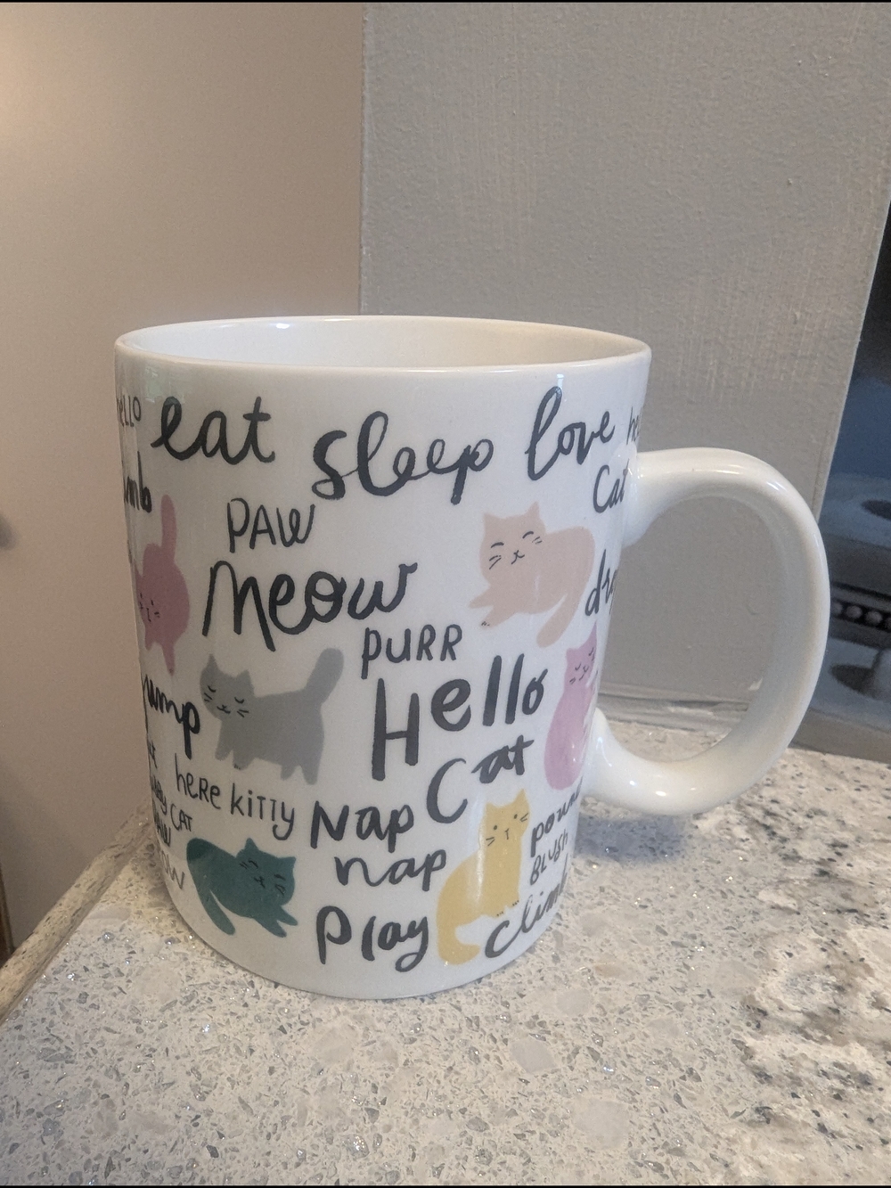 Fringe Multi Color Hello Cat Cats 16 oz Coffee Tea Hot Beverage Ceramic Mug